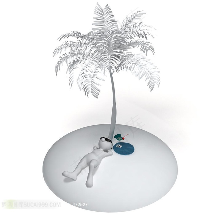 海边度假的3D小人