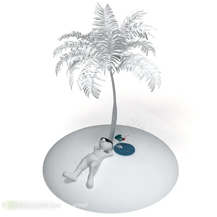 海边度假的3D小人