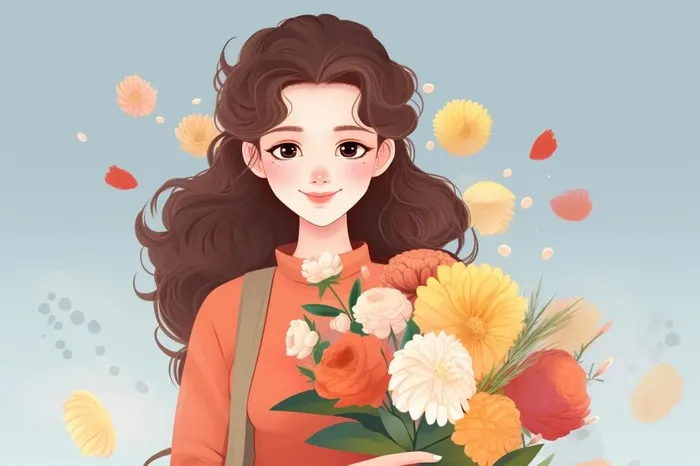 教师花束线条绘画背景(1344x896)