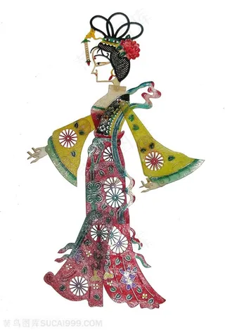 美娇娘皮影戏中国风图片