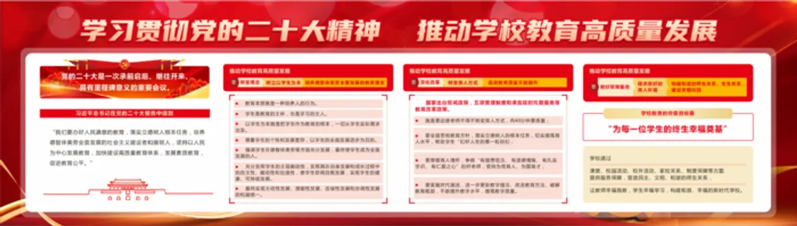 红色简约党的二十大精神，学校教育