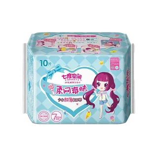 七度空间 少女系列超薄网面日用卫生巾275mm 85g／袋（蓝色）超市商品白底图免抠实物摄影png格式图片透明底