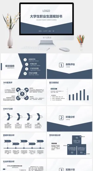 大学生职业生涯规划书PPT模板预览图