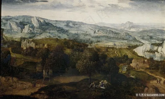 山脉道路唯美风景画油画 山脉道路唯美风景画油画