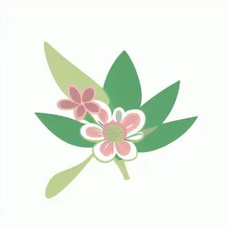 一丛花朵有绿叶手绘卡通png免抠