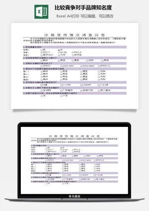 比较竞争对手品牌知名度excel模板