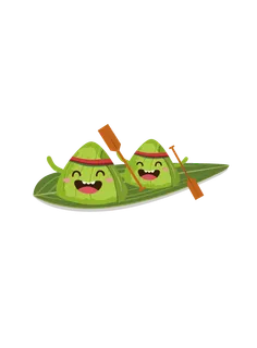 端午节粽子赛龙舟假日免扣元素