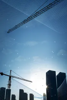 蓝色绚丽科技城市建筑海报