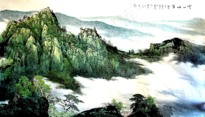 山水画群山图