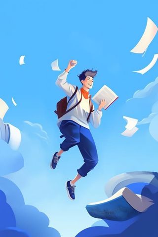 蓝色书籍简约扁平清新背景