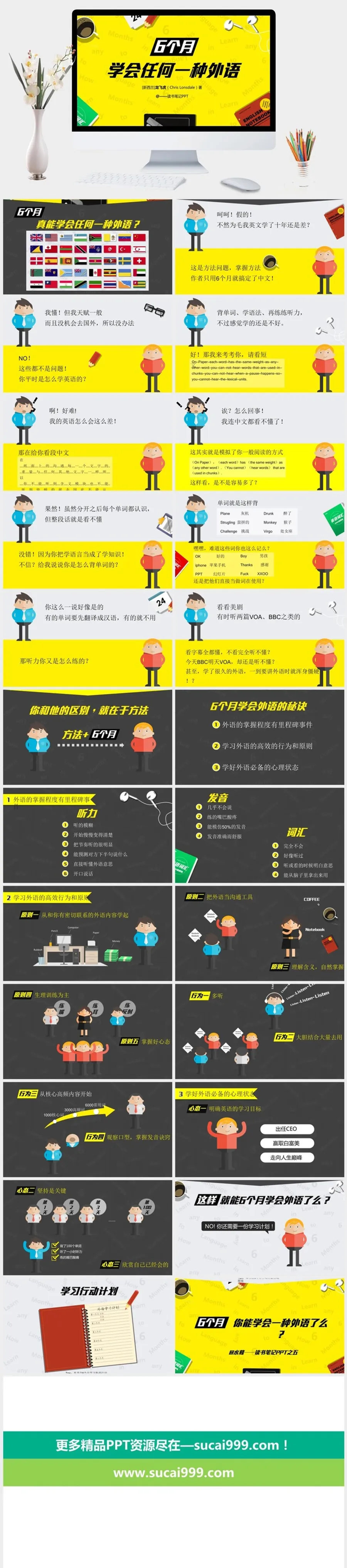《6个月学会任何一种外语》读书笔记PPT