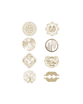 中式窗花纹路剪纸免扣png 拷贝