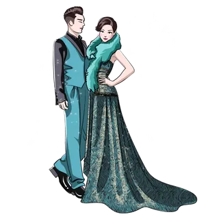 婚纱卡通人物婚礼白纱结婚婚纱摄影手绘