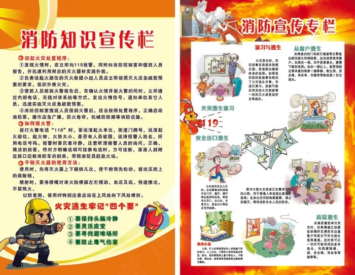 消防知识宣传栏psd模版下载