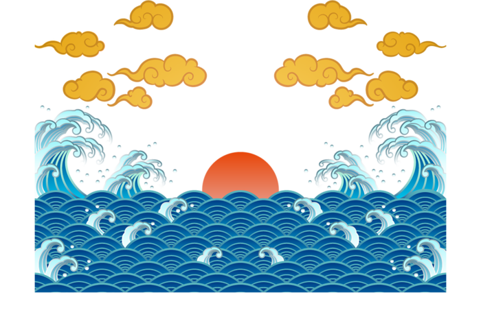 大海波浪简笔
