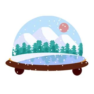 时尚微景观山水装饰庭院祥云中式国潮风插图插画元素素材设计模板