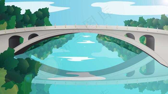 古风建筑插画psd模版下载