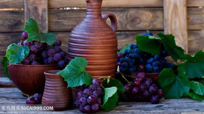 陶器新鲜葡萄图片
