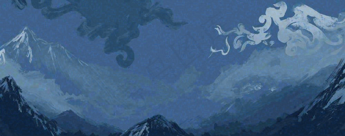 中国风意境山脉雪山海浪蓝色云层，末日暗黑恐怖(1488x588)