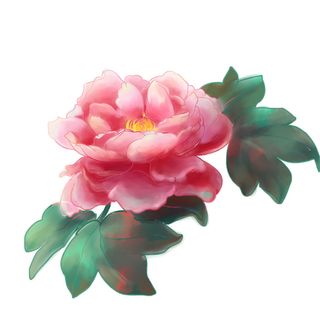 手绘国潮中国风古典牡丹花国花花卉装饰图案PSD设计素材