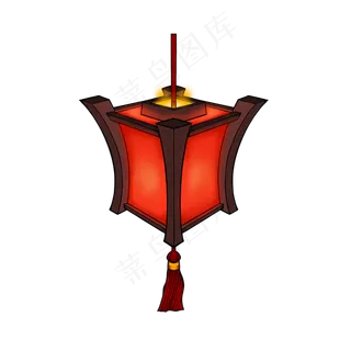 中国风 手绘 卡通元素 传统 复古红 灯笼装饰 PNG 免抠 