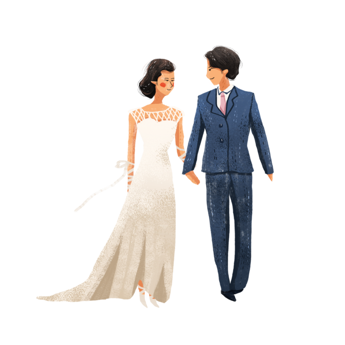 婚纱卡通人物婚礼白纱结婚婚纱摄影手绘