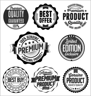 免抠黑白圆形标签