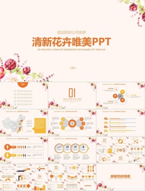 唯美花卉修饰温暖清新个人总结报告ppt模板预览图