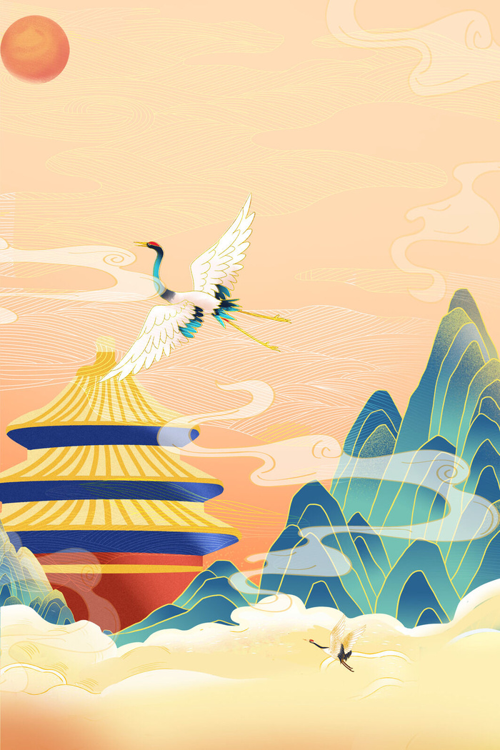 中式古典国潮来袭海报展板宣传背景图PSD设计PS模板素材