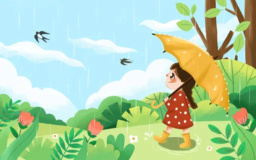 手绘春天卡通人物