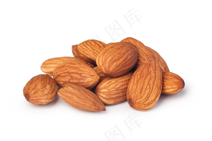 一小堆巴旦木果仁特写高清图片