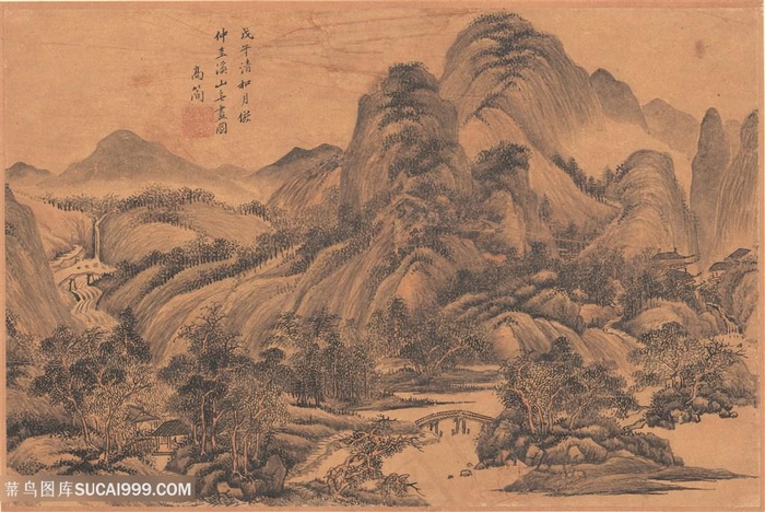 明代画家王时敏仿仲圭仿古山水国画图片