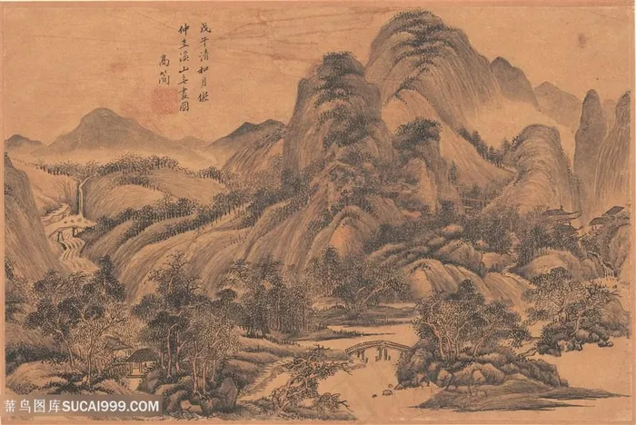明代画家王时敏仿仲圭仿古山水国画图片