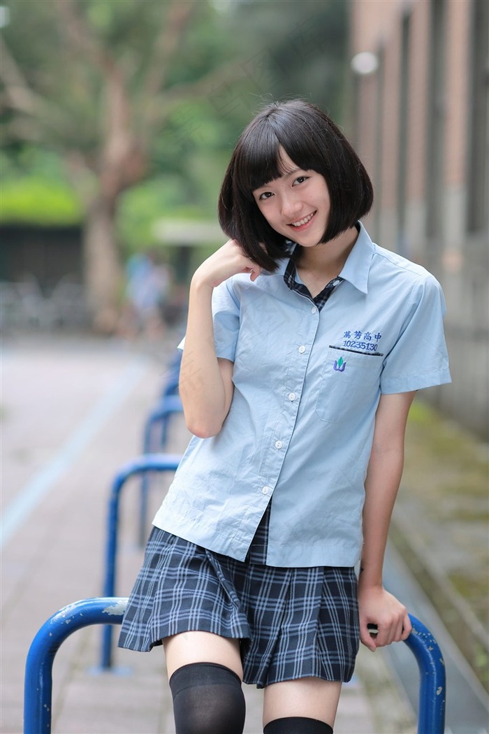 女学生制服短发美女蔡谨卉素材