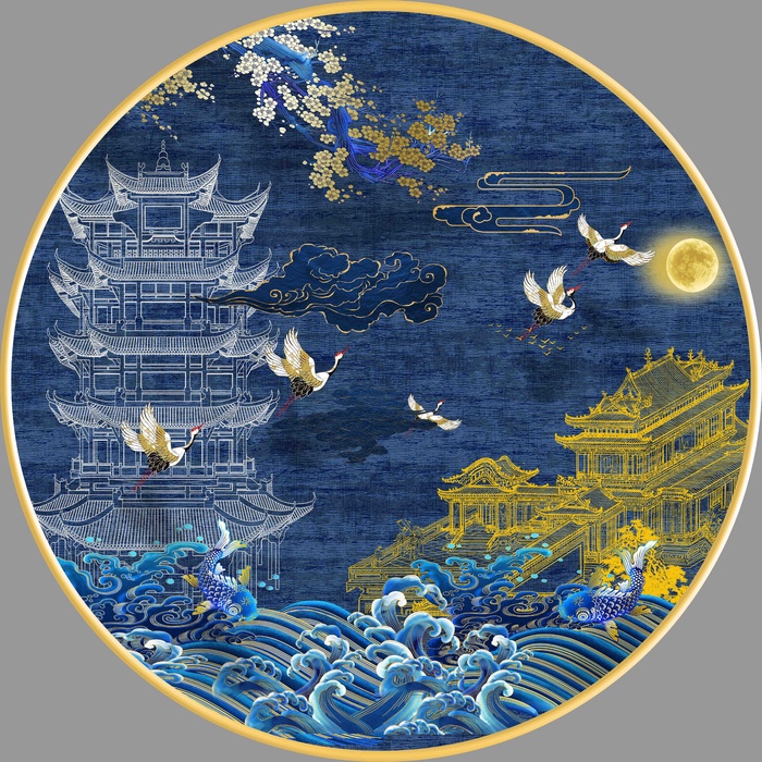 新中式装饰画 psd模版下载