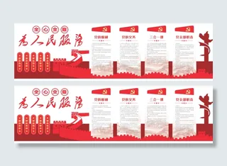 全心全意为人民服务党建文化墙