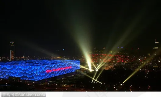 奥运会开幕式-水立方和镭射灯