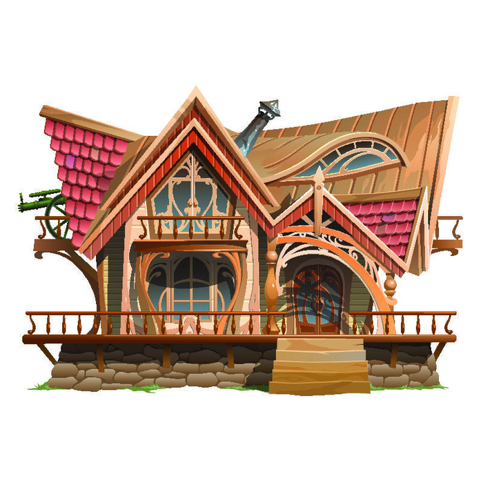 房地产卡通房屋素材矢量