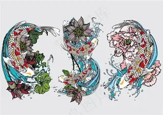 金鱼鲤鱼跃龙门高清挂画壁纸高分辨率打印喷绘素材