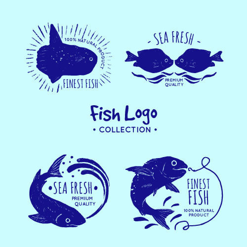 商务海洋鱼类海鲜图标LOGO标识标志标签水产图形AI矢量EPS素材图eps,ai矢量模版下载