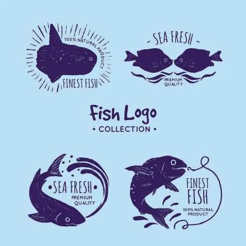 商务海洋鱼类海鲜图标LOGO标识标志标签水产图形AI矢量EPS素材图eps,ai矢量模版下载