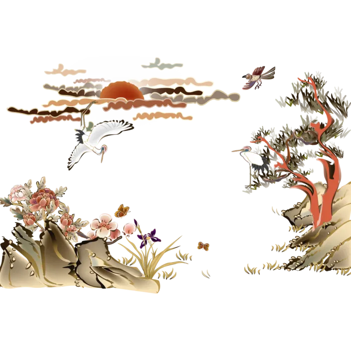 山水画素材中国风水墨画素材元素中国画