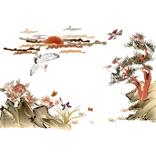 山水画素材中国风水墨画素材元素中国画