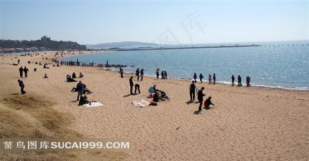 高清海滩游人摄影图片