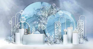 蓝色浪漫婚礼迎宾区效果图