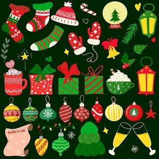 糖果礼物盒等圣诞装饰主题矢量素材 糖果礼物盒等圣诞装饰主题矢量素材