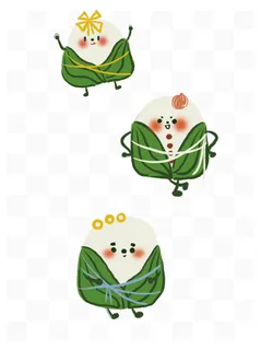 端午节卡通插画粽子表情端午图案海报素材