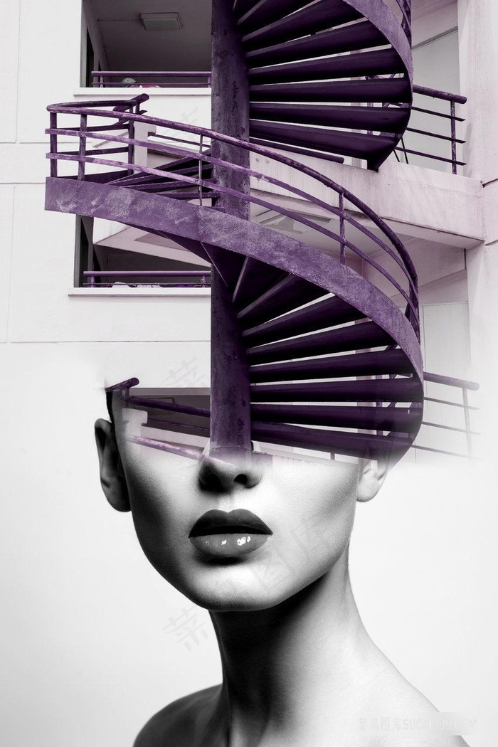 唯美楼梯美女装饰画