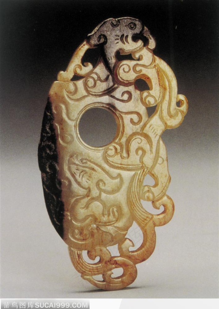 中华传统-褐色的翔云玉器