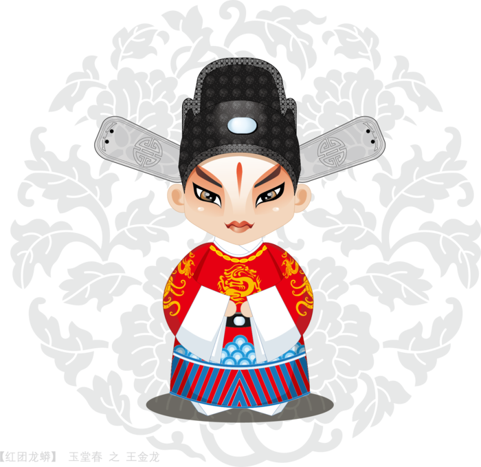 卡通京剧戏剧人物脸谱插画PNG图片 国潮中国风Q版戏剧人物PS素材